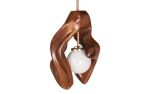 Tulip Pendant Lighting Walnut Wood with Opal Shade | Pendants by Amorph. Item made of brass
