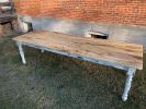 Spalted Maple Farmhouse Dining Table with White-Distressing | Tables by Hazel Oak Farms | Ercole Home in New York. Item made of wood