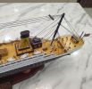 40" Museum-Grade Titanic Wood Model w/ LED & Display Case | Sculptures by Dynasty Artisan. Item made of wood with copper works with eclectic & maximalism & traditional style