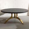 Carbon black brass tripod wishbone table | Dining Table in Tables by YJ Interiors. Item made of brass works with mid century modern & eclectic & maximalism style