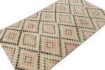 Vintage Turkish Rug in Cream with All-Over Diamond Medallion | Area Rug in Rugs by Rug and Kilim