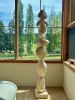 Wood Standing Sculpture, Modern Wooden Carving Floor Sculptu | Public Sculptures by Ivars Design