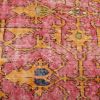 Vintage Mid-Century Pink And Gold Geometric Wool Rug, Black | Area Rug in Rugs by Rug and Kilim