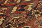 Antique Persian Tekke Textile in Red and Pink with Medallion | Area Rug in Rugs by Rug and Kilim