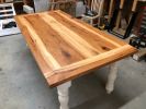 Pecan Reclaimed Wood Farm Table | Dining Table in Tables by Peach S. Item composed of wood in rustic or traditional style