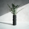 Sculptural Cylinder Vase in Textured Carbon Black Concrete | Vases & Vessels by Carolyn Powers Designs. Item made of concrete with glass works with minimalism & contemporary style