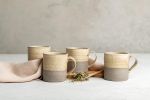 Cream-Beige & Gray Stoneware Handmade Tea Mug Set | Cup in Drinkware by ShellyClayspot. Item made of ceramic compatible with modern and rustic style