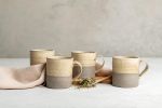 Cream-Beige & Gray Stoneware Handmade Tea Mug Set | Cup in Drinkware by ShellyClayspot. Item made of ceramic compatible with modern and rustic style