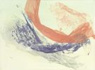 Periwinkle in Peach Abstract in Washi | Oil And Acrylic Painting in Paintings by Jan Sullivan Fowler. Item composed of paper & synthetic