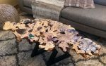 Live Edge Buckeye Burl Coffee Table with Stone Inlay | Tables by Natural Wood Edge Creations by Rick Griggs. Item made of wood