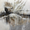 Release | Oil And Acrylic Painting in Paintings by Anastasiia Krykun. Item composed of wood & canvas compatible with minimalism and contemporary style