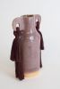 Handmade Ceramic Vase #606 in Burgundy with Cotton Fringe | Vases & Vessels by Karen Gayle Tinney. Item made of cotton with ceramic works with boho & coastal style