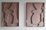 Set of 2 Modern Sculptural 3D Painting, Relief Wall Art | Sculptures by Vaiva Art Atelier. Item made of wood with marble works with minimalism & contemporary style