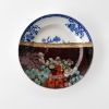 "The Blue Bowl" Contemporary plate art installation | Wall Sculpture in Wall Hangings by Studio DeSimoneWayland. Item composed of canvas and ceramic in boho or country & farmhouse style