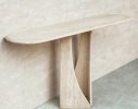 Natural Travertine Console Table. Narrow Console Table. | Tables by HamamDecor LLC. Item composed of marble in minimalism or contemporary style