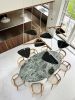 Emily Group of Seven Pendant Light – Black High Gloss | Chandeliers by MOSS Objects. Item composed of oak wood and steel in contemporary or modern style