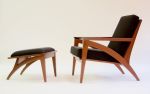 Wise Lounge Chair & Ottoman | Chairs by Eben Blaney Furniture. Item made of walnut & fabric