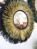 Raffia Mirror, Single Round Raffia Mirror, Boho Mirror, Wall | Decorative Objects by Magdyss Boutique. Item composed of bamboo and cotton in boho or contemporary style