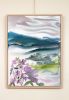 Mountainscape No. 4 : Original Watercolor Painting on Canvas | Paintings by Elizabeth Becker. Item composed of canvas in minimalism or contemporary style