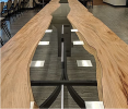 30' Elm River Conference Table | Tables by Where Wood Meets Steel | McKinsey & Company in Denver. Item composed of wood and steel in industrial or modern style