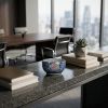 Wood-fired Mille-fleurs Ice-crackle Master Tea/Coffee Bowl | Decorative Bowl in Decorative Objects by Dynasty Artisan. Item made of ceramic works with contemporary & eclectic & maximalism style