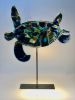 Honu - Hawaiian green sea turtle,  18"  x 23" | Sculptures by Rick Strini. STRINI ART GLASS | Private Residence in Paia. Item made of glass