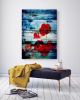 Poppies on blue | Oil And Acrylic Painting in Paintings by Irena Orlov. Item made of canvas with synthetic