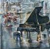 Nocturne Waves | Drawings by Yuliana Lytvar. Item composed of canvas compatible with contemporary style