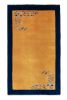 Vintage Chinese Deco style rug in Gold, Navy Border, Green | Area Rug in Rugs by Rug and Kilim