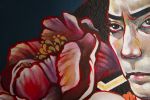 Japanese Kabuki Actor Painting on Wood Board | Oil And Acrylic Painting in Paintings by JUURI. Item made of wood & synthetic
