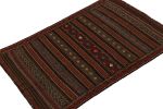 Vintage Baluch Tribal Kilim, Brown and Orange Geometric | Area Rug in Rugs by Rug and Kilim