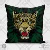Jaguar w/ Marigold Leaves Velvet Cushion | Pillows by Sean Martorana. Item composed of fabric