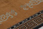 Rug & Kilim’s Chinese Art Deco Square Rug, Brown with Greek | Area Rug in Rugs by Rug and Kilim