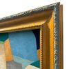 Abstract Blue Colorblock Oil Painting in Vintage Frame | Oil And Acrylic Painting in Paintings by Suzanne Nicoll Studio. Item composed of wood & canvas compatible with mid century modern and contemporary style