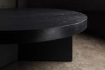 Ebonized Round Oak Coffee Table | Tables by Aeterna Furniture. Item made of oak wood