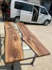 Walnut Table with Clear Epoxy | Dining Table in Tables by Gül Natural Furniture. Item composed of walnut and steel in minimalism or contemporary style