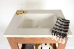 Concrete Vanity Top with Solid Wood Base | Countertop in Furniture by Wood and Stone Designs. Item composed of wood and stone