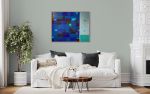Shades of Blue 24x30 Original abstract on canvas. Framed | Oil And Acrylic Painting in Paintings by JD Logan Fine Art. Item made of wood with canvas works with minimalism & contemporary style