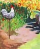 Daylilies With Rooster | Oil And Acrylic Painting in Paintings by Catherine Twomey