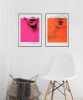 Biting Lip in Neon Pink | Prints by Ronald Hunter. Item composed of paper in minimalism style