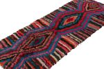 Vintage Moroccan Runner Rug with Stripes & Diamond Medallion | Area Rug in Rugs by Rug and Kilim