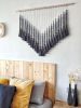 Midnight Black Tassel Tapestry | Macrame Wall Hanging in Wall Hangings by Pepita Topos Studio. Item made of wood with cotton works with boho & contemporary style