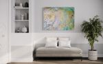 Metallic Teal Green Abstract Wall Art | Oil And Acrylic Painting in Paintings by NAMYOONSOOART. Item made of canvas with synthetic