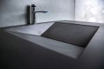 Charcoal colored concrete vanity top with sink | Water Fixtures by Woven 3 Design