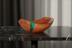 Cherrywood Bowl with Deep‑Blue Resin – Hand‑Crafted | Decorative Objects by Holzkunst Samuel Meisinger. Item made of wood works with art deco & modern style