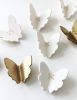 55 Original White Porcelain + Gold Ceramic Butterflies | Wall Sculpture in Wall Hangings by Elizabeth Prince Ceramics. Item made of stoneware works with minimalism & japandi style