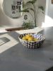 Earthy Brown Stoneware Serving Bowl | Round Checkered Bowl | Serveware by Casa Studio. Item composed of stoneware in boho or minimalism style