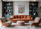 Caravel on the Horizon | Oil And Acrylic Painting in Paintings by Leah Nadeau. Item made of canvas works with mid century modern & contemporary style