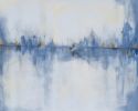 "Blue Lines" | Oil And Acrylic Painting in Paintings by Shirly Maimom Art. Item made of canvas works with contemporary & art deco style