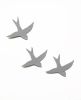Set of 3 Soft Mid Grey / Gray Porcelain Swallows | Art & Wall Decor by Elizabeth Prince Ceramics